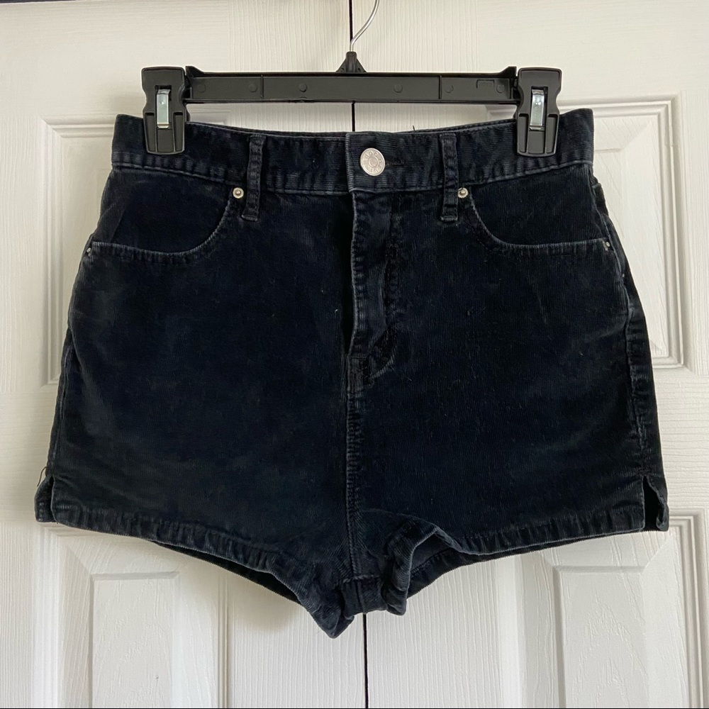 High Rise Black Corduroy Shorts